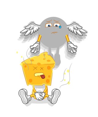 the cheese head spirit leaves the body mascot. cartoon vecto