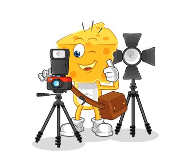 the cheese head photographer character. cartoon mascot vecto