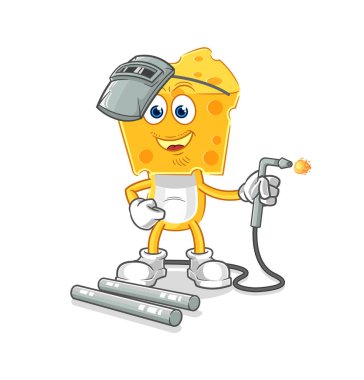 the cheese head welder mascot. cartoon vecto