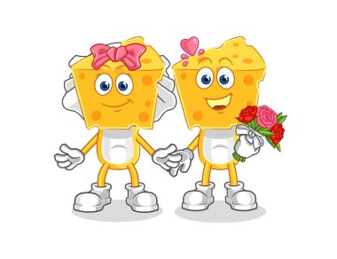 the cheese head wedding cartoon. cartoon mascot vecto