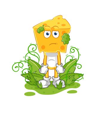 the cheese head waiting too long mascot. cartoon vecto