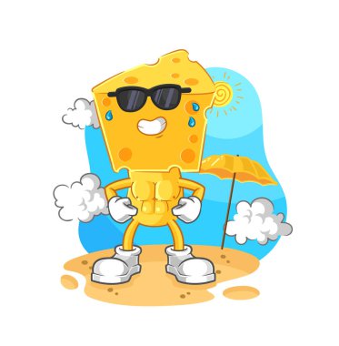 the cheese head sunbathing in summer. character vecto