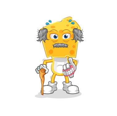 the cheese head white haired old man. character vecto