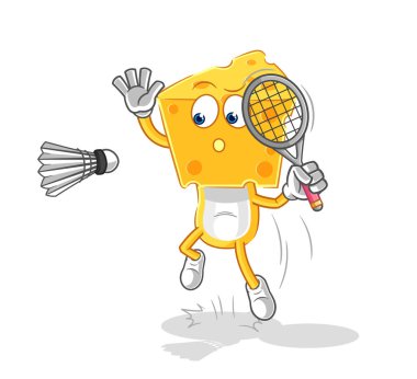 the cheese head smash at badminton cartoon. cartoon mascot vecto