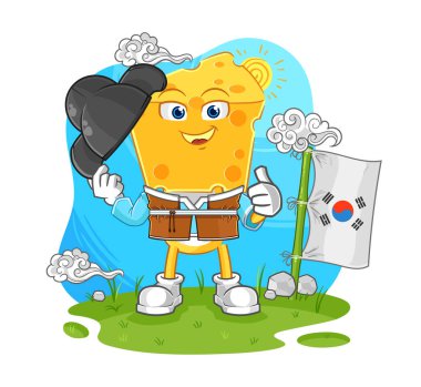 the cheese head korean culture vector. cartoon characte