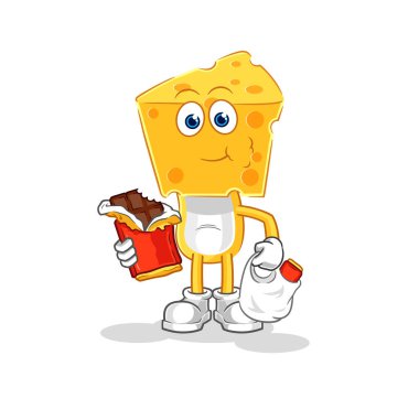 the cheese head eat chocolate mascot. cartoon vecto
