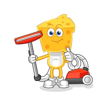 the cheese head clean with a vacuum . character vecto
