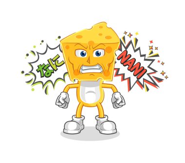 the cheese head anime angry vector. cartoon characte