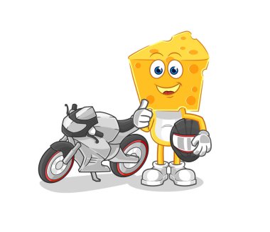 the cheese head racer character. cartoon mascot vecto