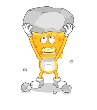 the cheese head lifting rock cartoon character vecto