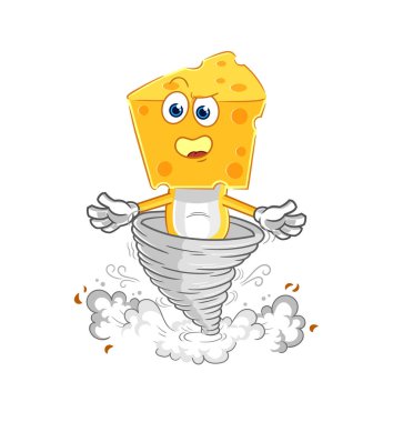 the cheese head in the tornado cartoon character vecto
