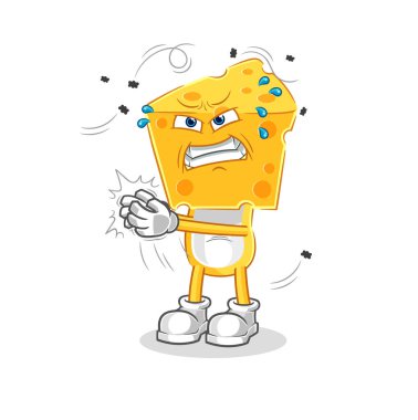 the cheese head swat fly character. cartoon mascot vecto