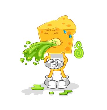the cheese head throw up cartoon. cartoon mascot vecto