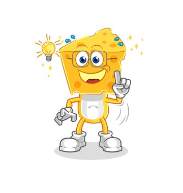 the cheese head got an idea cartoon. mascot vecto