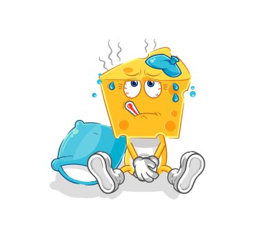 the cheese head sick vector. cartoon characte