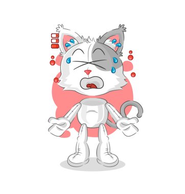 the cat low battery mascot. cartoon vecto