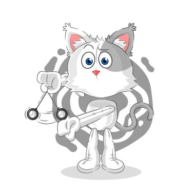 the cat hypnotizing cartoon. cartoon mascot vecto