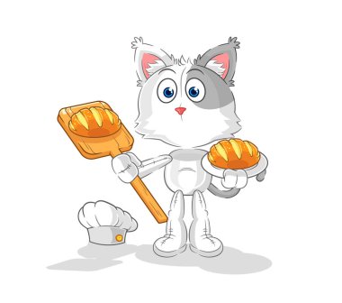 the cat baker with bread. cartoon mascot vecto
