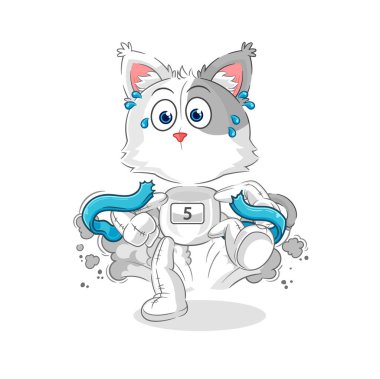 the cat runner character. cartoon mascot vecto