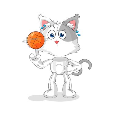 the cat playing basket ball mascot. cartoon vecto
