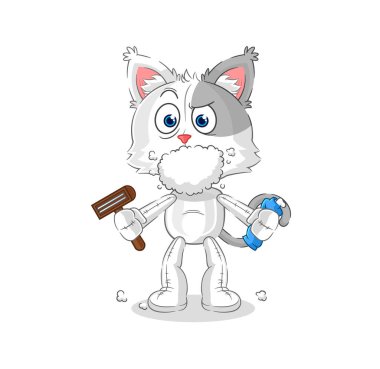 the cat shave facial hair vector. cartoon characte