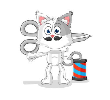 the cat barber cartoon. cartoon mascot vecto