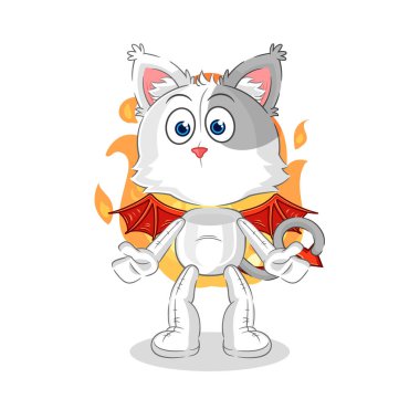 the cat demon with wings character. cartoon mascot vecto