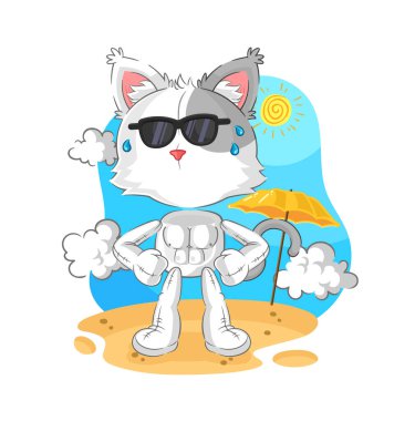 the cat sunbathing in summer. character vecto