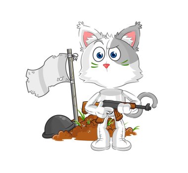 the cat army character. cartoon mascot vecto