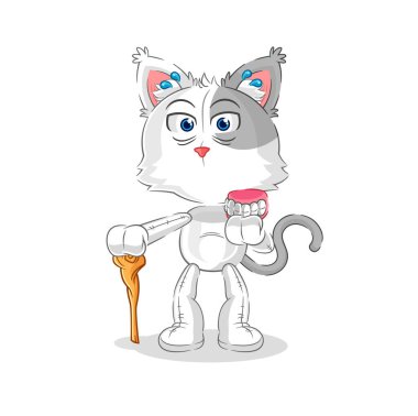 the cat white haired old man. character vecto