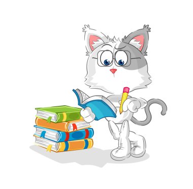 the cat studying mascot. cartoon vecto