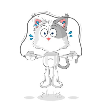 the cat jump rope exercise. character vecto