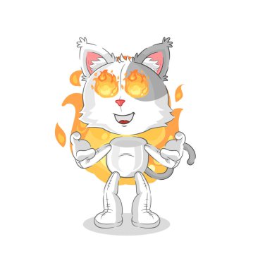 the cat on fire mascot. cartoon vecto