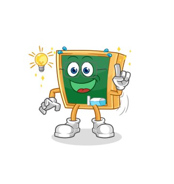 the blackboard got an idea cartoon. mascot vecto