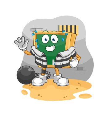 the blackboard criminal in jail. cartoon characte