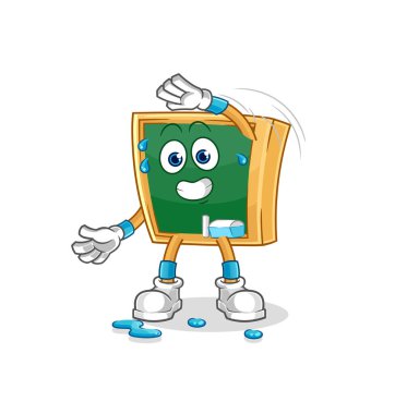 the blackboard stretching character. cartoon mascot vecto