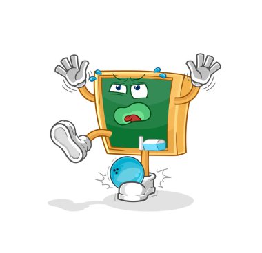 the blackboard hiten by bowling cartoon. cartoon mascot vecto