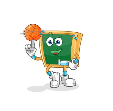 the blackboard playing basket ball mascot. cartoon vecto