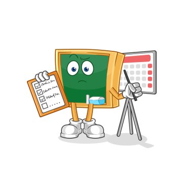 the blackboard schedule list vector. cartoon characte