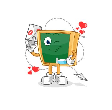 the blackboard hold love letter illustration. character vecto