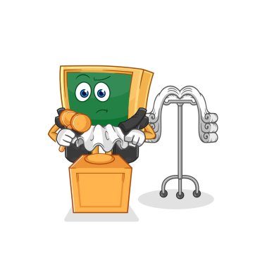 the blackboard judge holds gavel. character vecto