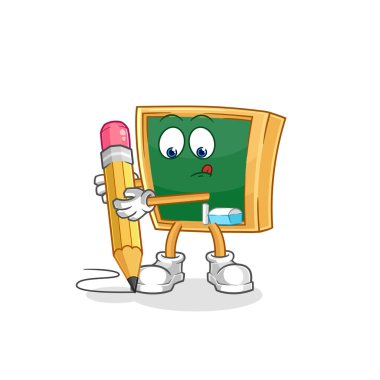 the blackboard write with pencil. cartoon mascot vecto
