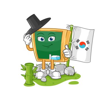 the blackboard korean character. cartoon mascot vecto