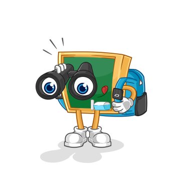 the blackboard with binoculars character. cartoon mascot vecto