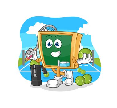 the blackboard plays tennis illustration. character vecto