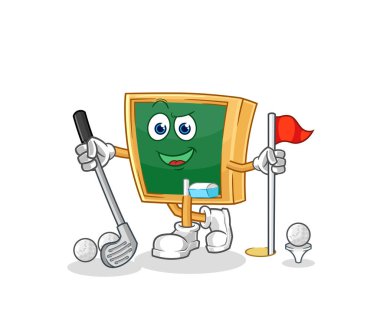 the blackboard playing golf vector. cartoon characte