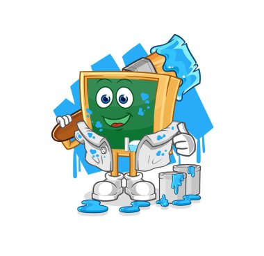 the blackboard painter illustration. character vecto