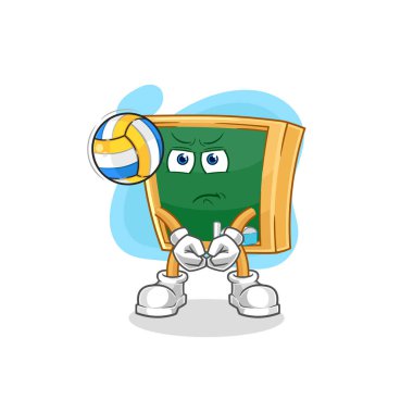 the blackboard play volleyball mascot. cartoon vecto