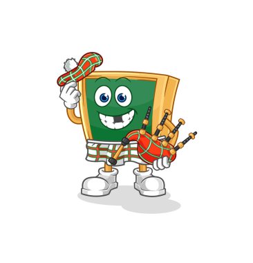 the blackboard scottish with bagpipes vector. cartoon characte