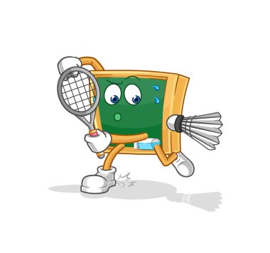 the blackboard playing badminton illustration. character vecto